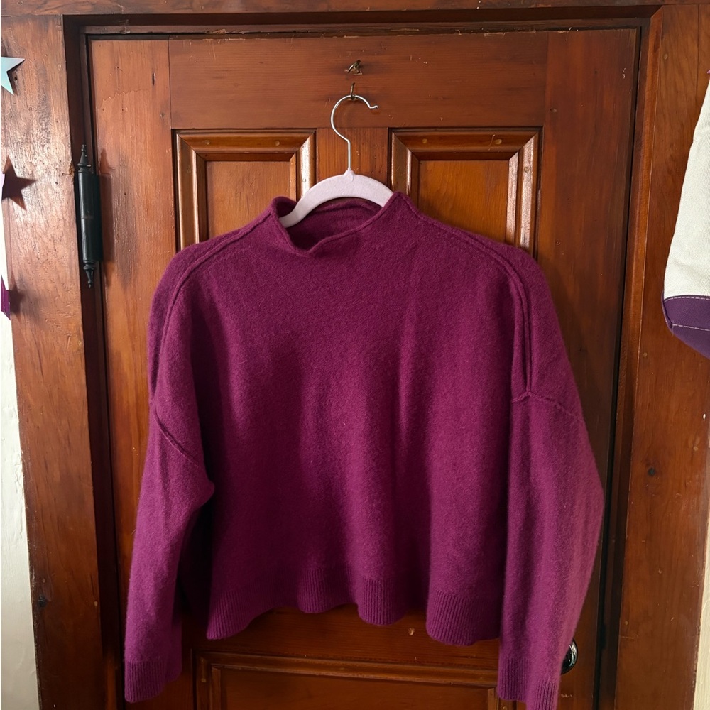 Pilcro Boxy Mock Neck Sweater in Plum